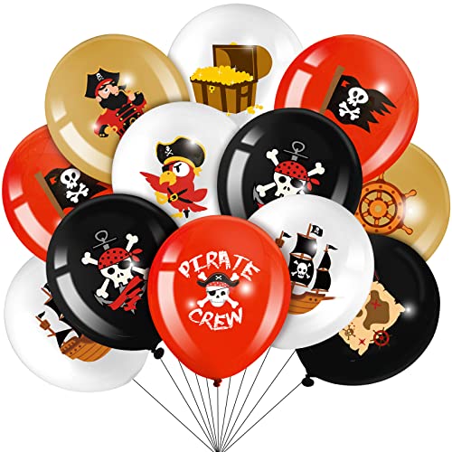 Harrycle 45 Stück Piraten Party Luftballons Latex Luftballons Set Runde Ballons Karibische Schädel Piratenschiff Ballons für Themen Partys Geburtstag Deko Halloween Zubehör von Harrycle