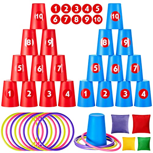 Harrycle 54 Stück Wurfspiel 3 in 1 Set Kinder Ringwurfspiel für Party Erhalten 20 Sport Stapelbecher 10 Wurfringe 20 Zahlen Aufkleber und 4 Bohnensäckchen für Kinder Geburtstag Garten Werfen Draußen Harrycle 54 Stück Wurfspiel 3 in 1 Set Kinder Ringwurfspiel für Party Erhalten 20 Sport Stapelbecher 10 Wurfringe 20 Zahlen Aufkleber und 4 Bohnensäckchen für Kinder Geburtstag Garten Werfen Draußen von Harrycle