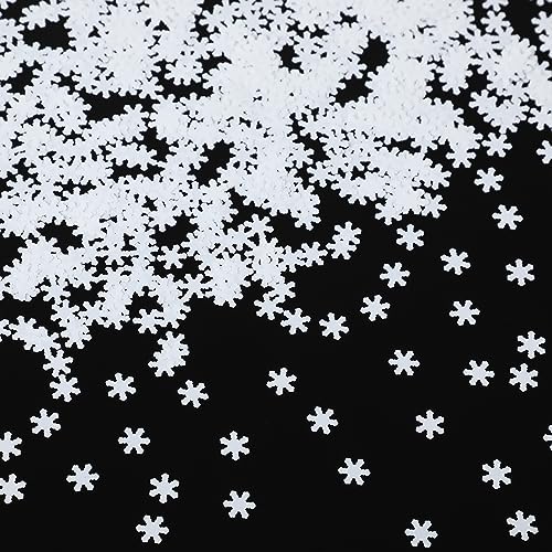 Weihnachten Schneeflocken Konfetti 6 mm Glitzer Schneeflocken Pailletten Schneeflocken Streudeko für Weihnachtsbaum DIY Basteln Winter Party Geburtstag Babyparty (Weiß, 100 g) von Harrycle