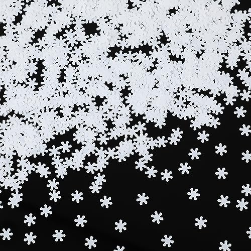 Harrycle Schneeflocken Konfetti 400 g Weihnachten Kunstschnee Dekor Klein 6 mm Glitzer Schneeflocken Pailletten Streudeko für Weihnachtsbaum DIY Basteln Winter Party Geburtstag Babyparty (Weiß) von Harrycle