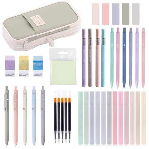Harsever 42 Stück Schulsachen mit Mäppchen,12 Pastell Textmarker,5 Gelstifte,6 Druckbleistift Schreibwaren Set,Back To School Stuff,Office,Schreibwaren Set für Schüler Harsever 42 Stück Schulsachen mit Mäppchen,12 Pastell Textmarker,5 Gelstifte,6 Druckbleistift Schreibwaren Set,Back To School Stuff,Office,Schreibwaren Set für Schüler von Harsever