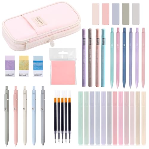 Harsever 42 Stück Schulsachen mit Mäppchen,12 Pastell Textmarker,5 Gelstifte,6 Druckbleistift Schreibwaren Set,Back To School Stuff,Office,Schreibwaren Set für Schüler Harsever 42 Stück Schulsachen mit Mäppchen,12 Pastell Textmarker,5 Gelstifte,6 Druckbleistift Schreibwaren Set,Back To School Stuff,Office,Schreibwaren Set für Schüler von Harsever