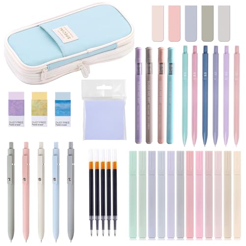 Harsever 42 Stück Schulsachen mit Mäppchen,12 Pastell Textmarker,5 Gelstifte,6 Druckbleistift Schreibwaren Set,Back To School Stuff,Office,Schreibwaren Set für Schüler Harsever 42 Stück Schulsachen mit Mäppchen,12 Pastell Textmarker,5 Gelstifte,6 Druckbleistift Schreibwaren Set,Back To School Stuff,Office,Schreibwaren Set für Schüler von Harsever