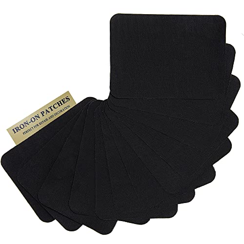 Harsgs 12 Stück Stoff-Aufnäher zum Aufbügeln innen und außen, starker Kleber, 100 % Baumwolle, zum Aufnähen und Dekorieren, schwarz von Harsgs