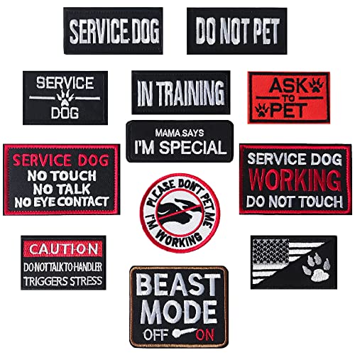 Harsgs 12-teiliges Hunde-Patch-Set, vollständige Stickschlaufe und Haken, taktische Moral-Patches für Hundeweste, Geschirr und taktische Ausrüstung usw von Harsgs