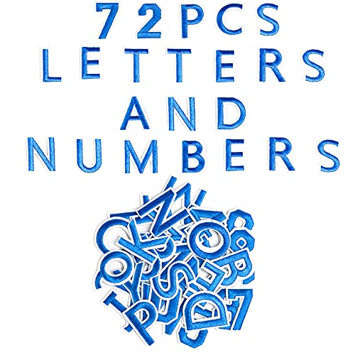 Harsgs Aufnäher zum Aufbügeln mit Buchstaben A–Z, Zahlen 0–9, Applikation für Kleidung, Kleid, Hut, Jeans, DIY-Zubehör, Blau, 72 Stück Harsgs Aufnäher zum Aufbügeln mit Buchstaben A–Z, Zahlen 0–9, Applikation für Kleidung, Kleid, Hut, Jeans, DIY-Zubehör, Blau, 72 Stück von Harsgs