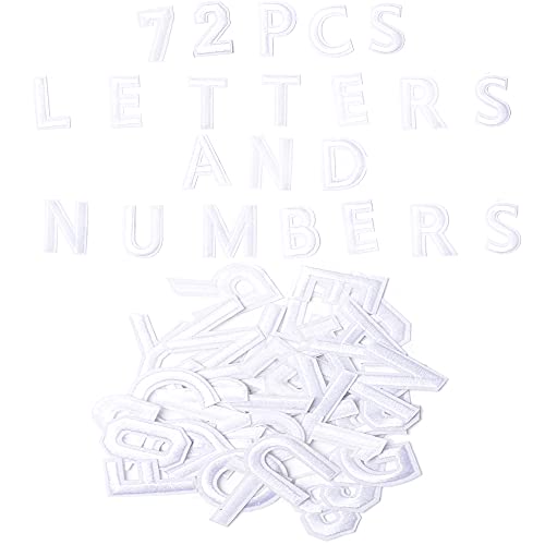 Harsgs Aufnäher zum Aufbügeln mit Buchstaben A–Z, Zahlen 0–9, Applikation für Kleidung, Kleid, Hut, Jeans, DIY-Zubehör, Weiß, 72 Stück Harsgs Aufnäher zum Aufbügeln mit Buchstaben A–Z, Zahlen 0–9, Applikation für Kleidung, Kleid, Hut, Jeans, DIY-Zubehör, Weiß, 72 Stück von Harsgs