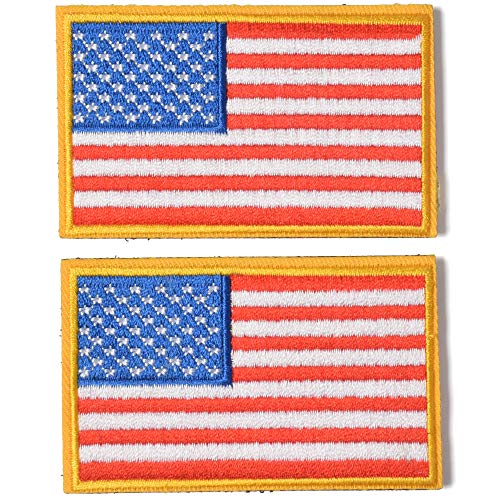 Harsgs Aufnäher mit USA-Flagge, taktischer Moral-Aufnäher, Vollstickerei, Militär-Aufnäher für Kappen, Taschen, Westen, Militäruniformen, goldfarbene Bordüre, 2 Stück Harsgs Aufnäher mit USA-Flagge, taktischer Moral-Aufnäher, Vollstickerei, Militär-Aufnäher für Kappen, Taschen, Westen, Militäruniformen, goldfarbene Bordüre, 2 Stück von Harsgs
