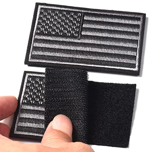 Harsgs Aufnäher mit amerikanischer Flagge, Klettverschluss, taktischer Moral-Aufnäher, Vollstickerei, Militär-Aufnäher für Kappen, Taschen, Westen, Militäruniformen, Grau, 2 Stück Harsgs Aufnäher mit amerikanischer Flagge, Klettverschluss, taktischer Moral-Aufnäher, Vollstickerei, Militär-Aufnäher für Kappen, Taschen, Westen, Militäruniformen, Grau, 2 Stück von Harsgs