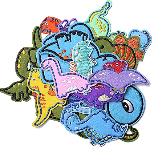 Harsgs Embroidered Dinosaur Patches, Cute Dinosaur Iron on/Sew on Patches Applique for Clothes, Dress, Hat, Jeans, Backpacks, DIY Accessories (Pack of 26)… von Harsgs