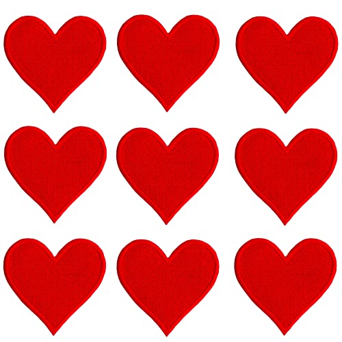 Harsgs Rote Herz-Aufnäher, bestickt, zum Aufbügeln/Aufnähen, herzförmig, Applikation für Kleidung, Jacken, Hüte, Rucksäcke, Jeans von Harsgs