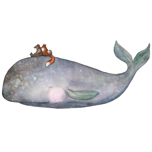 Hartendief Auf dem Walfisch Wandtattoo | Für Baby- & Kinderzimmer | Handgemalt & nachhaltig | Wandsticker | Sticker für Wand | Wandaufkleber | Wiederverwendbar von Hartendief