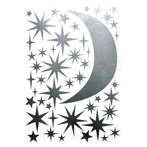 Hartendief Sterne und Mond Silber Wandtattoo | Für Baby- & Kinderzimmer | Handgemalt & nachhaltig | Wandsticker | Sticker für Wand | Wandaufkleber | Wiederverwendbar Hartendief Sterne und Mond Silber Wandtattoo | Für Baby- & Kinderzimmer | Handgemalt & nachhaltig | Wandsticker | Sticker für Wand | Wandaufkleber | Wiederverwendbar von Hartendief