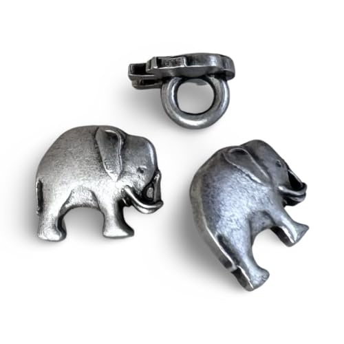 10 Stück Mini Elefant niedliche sehr kleine silber matt farbene Metallknöpfe 10mm zum Annähen von Hartmann-Knöpfe