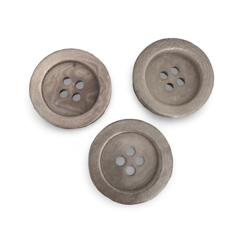 10 Stück beige grau echt Steinnuss Knöpfe 4 Loch in 15 mm, 20 mm oder 22 mm (20mm) von Hartmann-Knöpfe