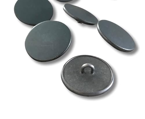 10 Stück flach silber grau/blau dunkel Metall Ösen Knöpfe Mantel Jacke made in Germany (13mm) von Hartmann-Knöpfe