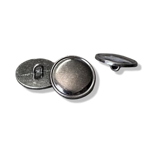 10 Stück grau silber farbene Metall Knöpfe glatt mit kleinem Rand Ösenknopf 15mm oder 20mm (20mm) von Hartmann-Knöpfe