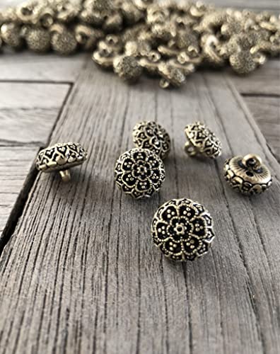 10 Stück hinreissende Dirndl Knöpfe aus Metall 14mm gold farben made in Germany (goldfarben) von Hartmann-Knöpfe