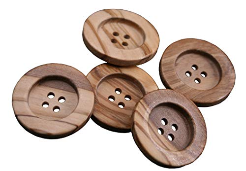 10 Stück hübsche Holz Knöpfe 4 Loch aus europäischer Fertigung natürlicher Maserung Holzknopf (34mm) von Hartmann-Knöpfe