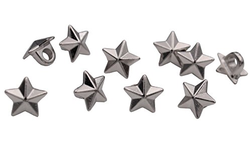 10 Stück silber Mini Metall Knöpfe Stern Form 8mm Ösenknöpfe silber glänzend Metallknöpfe von Hartmann-Knöpfe