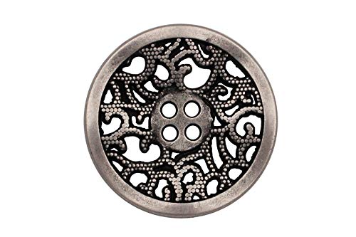 10 Stück silber antik gemusterte 4 Loch Metall Knöpfe leicht gewellt 23mm 10 Stück silber antik gemusterte 4 Loch Metall Knöpfe leicht gewellt 23mm von Hartmann-Knöpfe