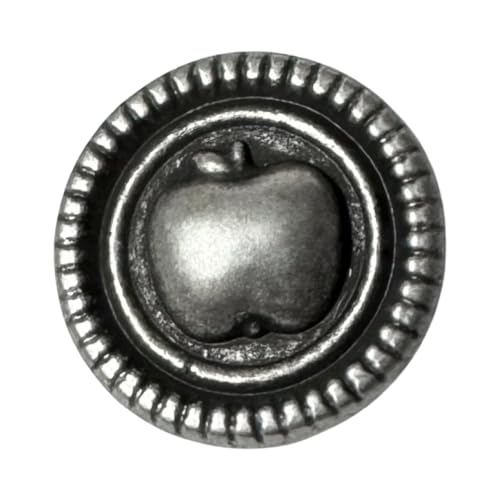 10 Stück silber geschwärzt Metallknöpfe mit Apfel Motiv 23mm Ösenknöpfe zum Annähen von Hartmann-Knöpfe