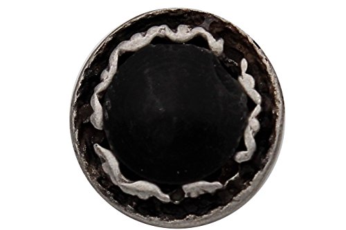 6 Stück, bezaubernde Metall Knöpfe, silber antik, geschwärzt, Metallknöpfe mit Kunststoff Einlage in schwarz, Trachtenknöpfe, Dirndl, 16mm von Hartmann-Knöpfe