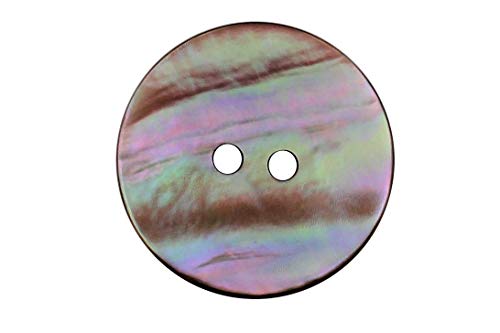 6 Stück echt Perlmutt Knöpfe 2 Löcher weiß cremeweiss bis regenbogen farben schimmernd (17mm) von Hartmann-Knöpfe