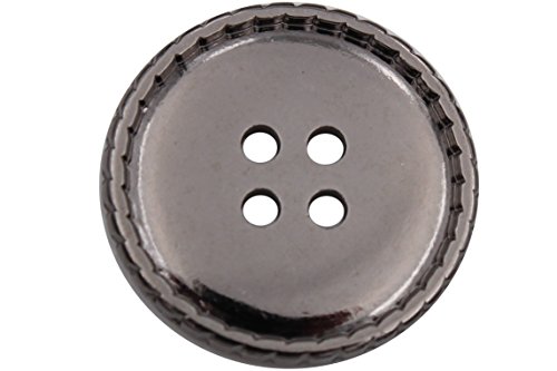 Hartmann-Knöpfe 10 Stück dunkel silber glänzende 4-Loch Metall-Knöpfe mit geriffeltem Rand (10 Stück) (20mm) von Hartmann-Knöpfe