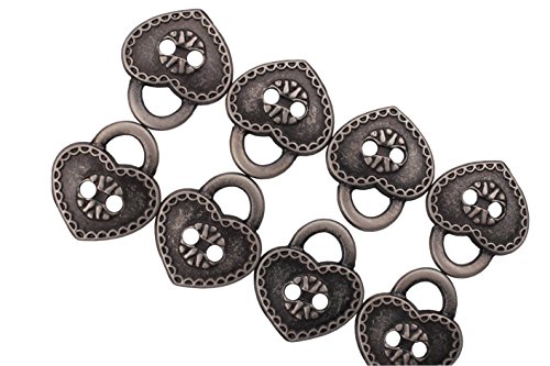 Hartmann-Knöpfe 8 Stück, hübsche Herz Miederösen für Dirndl Silber antik aus Metall zum Annähen Größe 19mmx17mm von Hartmann-Knöpfe