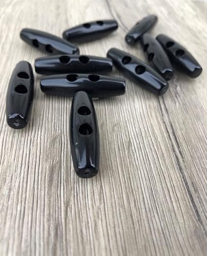 Knebel Knöpfe Kunststoff schwarz 2 Löcher 35mm x 10mm (10 Stück) von Hartmann-Knöpfe