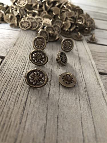 messing bronze Edelweiss Metall Knöpfe Blume Trachten Knopf Dirndl 15mm made in Germany (6 Stück) von Hartmann-Knöpfe