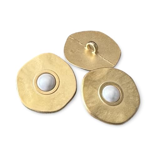 elegante Metallknöpfe mit Perle gold matt 16mm oder 24mm (10 Stück) (16mm) von Hartmann-Knöpfe