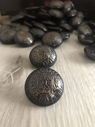 gewölbt leichte Metall Knöpfe mit Öse schwarz grau Wappen gold 18mm, 22mm oder 28mm (5 Stück) (28mm) von Hartmann-Knöpfe