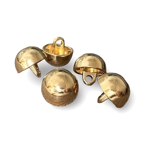gold glänzend gewölbt kleine Metall Knöpfe Halbkugel mit Öse 12mm (10 Stück) von Hartmann-Knöpfe