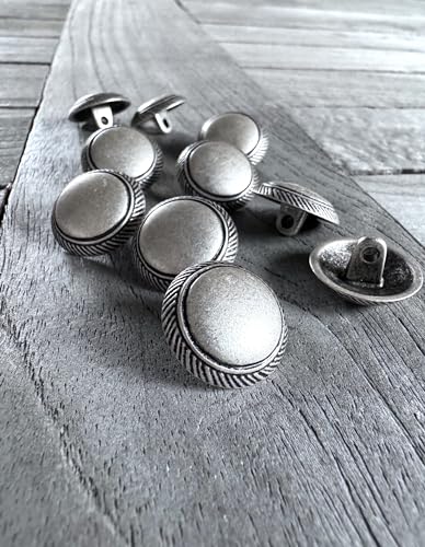 nette silber gewölbte Metall Knöpfe mit hübschem Rand Ösenknöpfe (10 Stück) (18mm) von Hartmann-Knöpfe