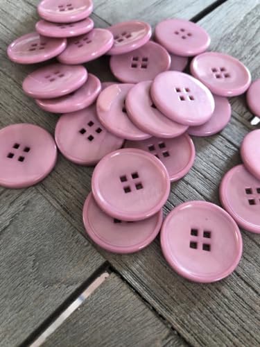 rosa gefärbte Echt Perlmuttknöpfe 4 Loch aus europäischer Fertigung (6 Stück) (15mm) von Hartmann-Knöpfe