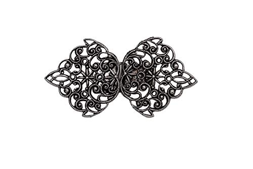 sehr kleine grazil Mini Trachten Schliesse Metall zum Annähen silber antik 42mmx21mm made in Germany für Kragen oder Ausschnitt (1 Stück) von Hartmann-Knöpfe