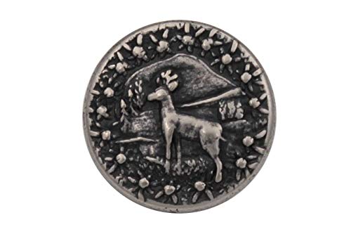 silber antik Metall Knöpfe mit Hirsch Berg Motiv Trachtenknöpfe Ösenknöpfe flach 18mm oder 25mm (5 Stück) (18mm) von Hartmann-Knöpfe