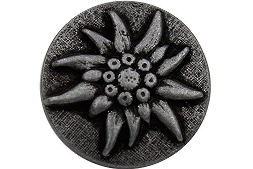 silber dunkel matt Metallknöpfe Knöpfe Metall Edelweiss Blume Blüte 15mm Trachten Trachtenjacke (6 Stück) von Hartmann-Knöpfe