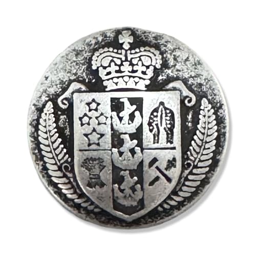 silber matt Wappen Metall Knöpfe Ösenknöpfe Wappenknöpfe mit Krone (10 Stück) (23mm) von Hartmann-Knöpfe