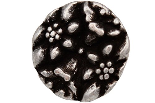 silber matt geschwärzt Knöpfe Metall Blume Edelweiss Enzian Dirndl Trachten made in Germany, 17mm (6 Stück) von Hartmann-Knöpfe