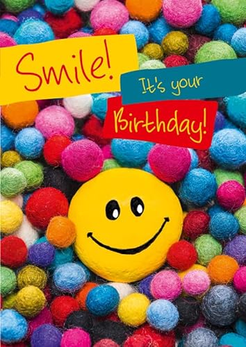 DIN A4 Grußkarte zum Geburtstag, Geburtstagskarte Smile! it's your Birthday!, große Klappkarte mit Umschlag von Hartung