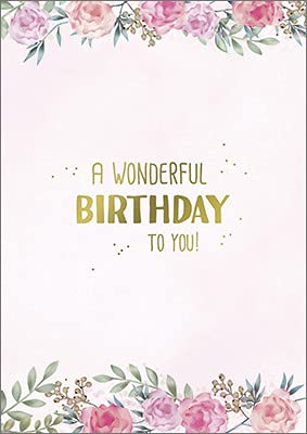 Hartung DIN A4 Grußkarte zum Geburtstag, Geburtstagskarte Wonderful Birthday mit Goldveredelung, Klappkarte im weißen Umschlag von Hartung