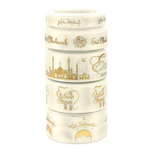 27,7 m Kombinationsset, goldfarbenes Eid Mubarak, bedrucktes Satinband, Ramadan-Mubarak-Geschenkband für muslimische Al-Fitr Partyzubehör, Dekoration (810Ivory-01) von Harvey Sky