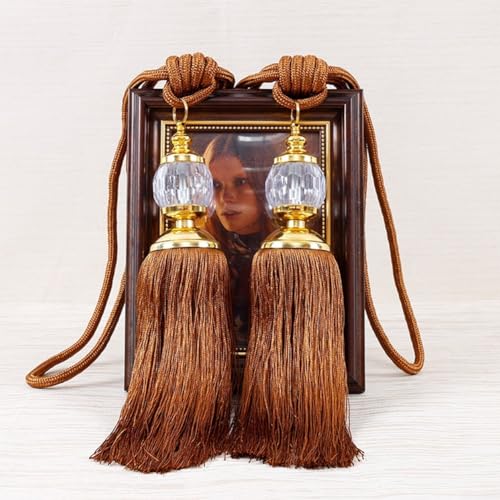 32 cm Quasten-Vorhänge, Krawatte, Polyester-Kristallperlen, Quaste, Vorhang-Raffhalter, Seil für Wohnzimmer, Schlafzimmer, Dekoration (Kaffee) von Hasaller