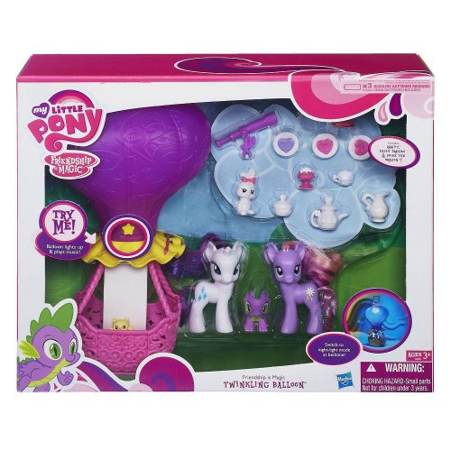 My Little Pony - FRiENDSHiP iS MAGiC - Twinkling Balloon - Exklusive Playset - Leuchtender Ballon - mit Rarity & Daisy Dreams & Spike dem Drachen - mit tollem Zubehör, Licht, Sound und Nachtlichtfunktion von My Little Pony