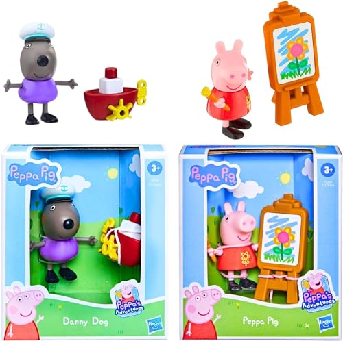 Peppa Wutz bewegliche Figur und Zubehör-Set, 8 cm, Danny Dog und Peppa Pig Staffelei von Hasbro