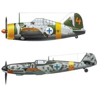 B-239 Bufallo & Messerschmitt Bf 109 G-6 - Juutilaine von Hasegawa