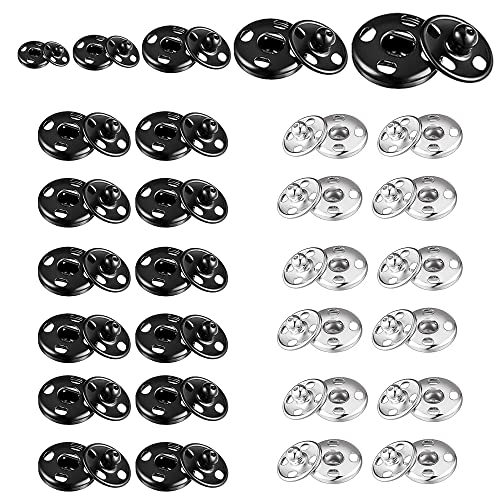 Hash 24 Sets Metall-Druckknöpfe für Geldbörse, Handtasche, Kleidung, Nähen, Bastelbedarf (7 mm, 9 mm, 12 mm, 14 mm, 15 mm) (7 mm, 9 mm, 12 mm, 14 mm, 15 mm) (7 mm) von Hash